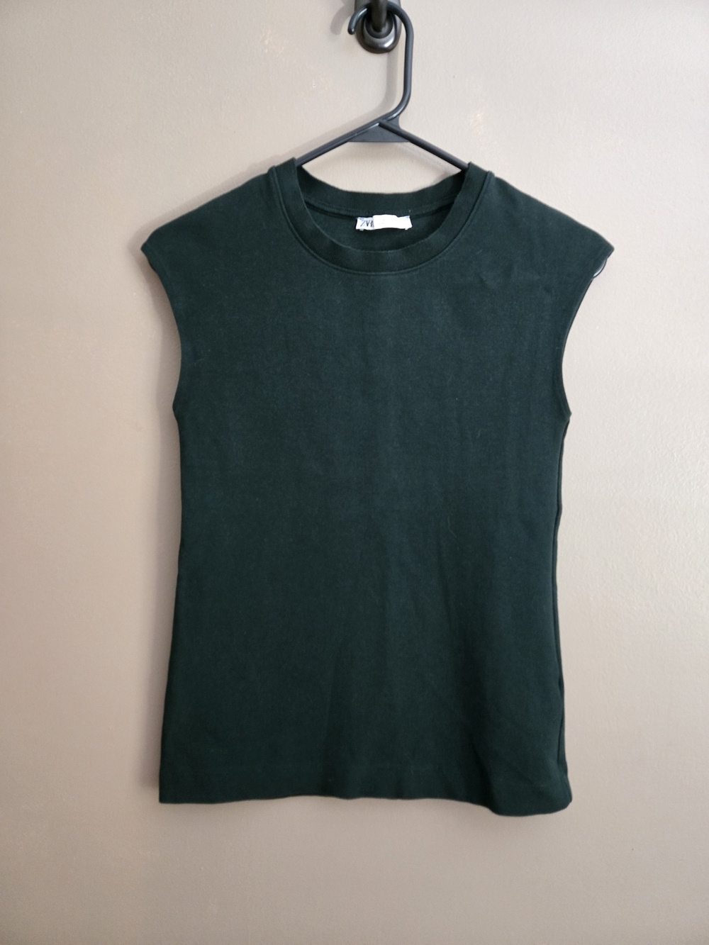 ZARA Forest Green Sleeveless Crew Neck Top - Size M